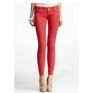 Express Coral Pink Jeans Skinny Mid Rise Stretch Preppy Colorful Cotton Casual 0